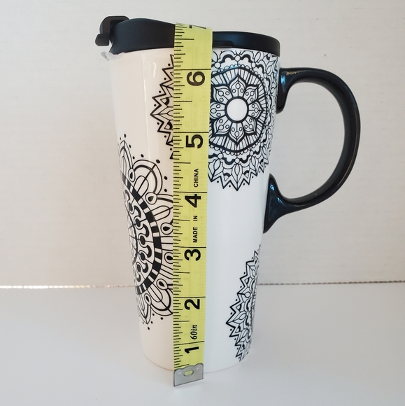 Black Ink Just Add Color 17 oz Ceramic Travel Tall Cup w/Lid New Open Box *READ* - Picture 3 of 14